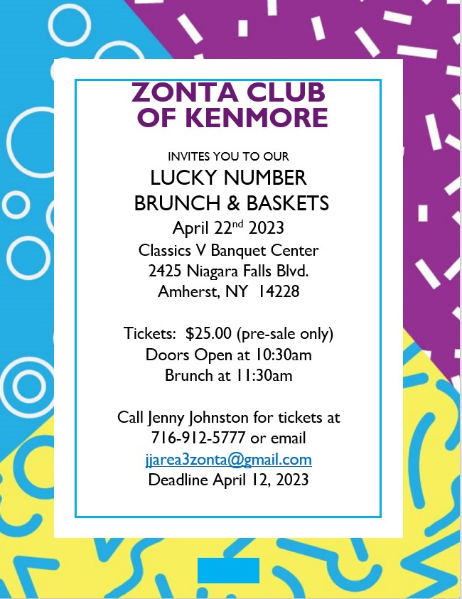 Zonta Club of Kenmore Lucky Number Brunch and Baskets 2023